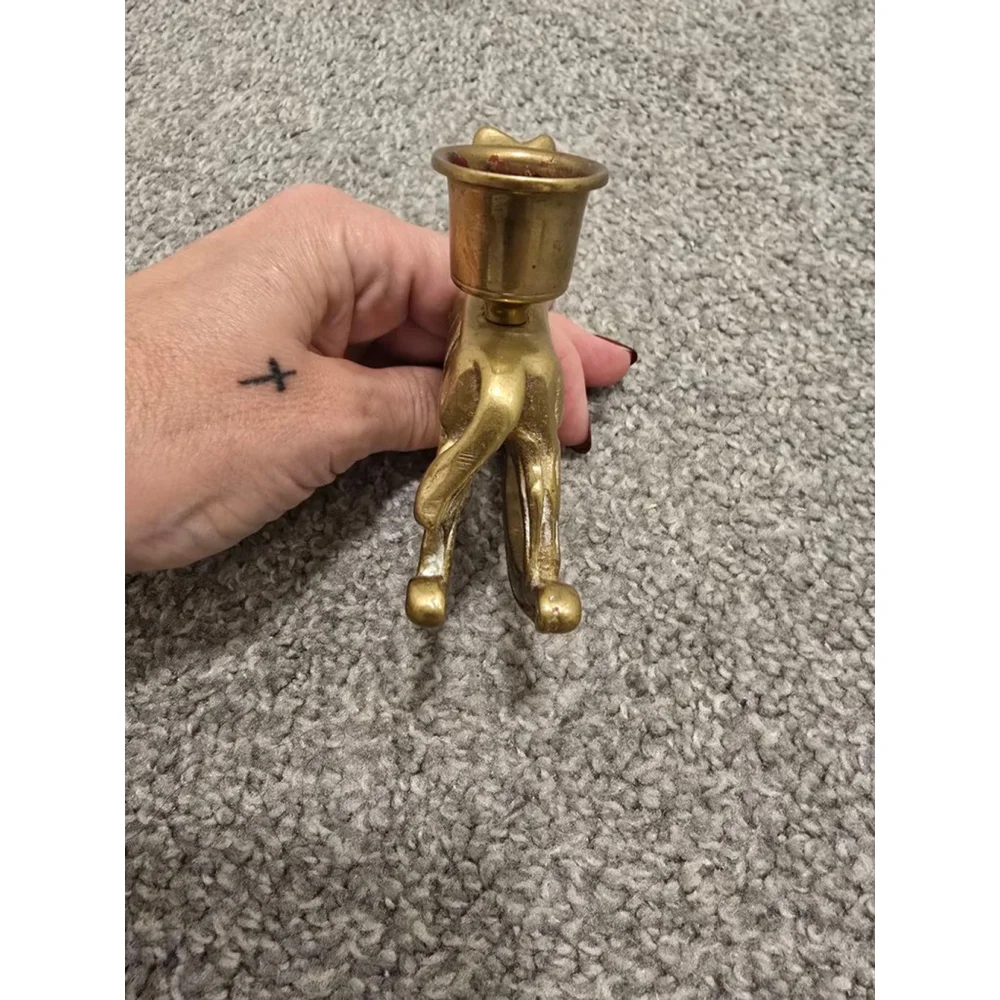 Brass Rocking Horse Candlestick Holder Vintage